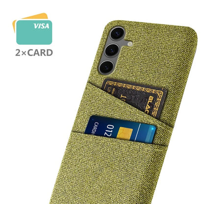 For Samsung Galaxy S24 FE Case Cloth + Hard PC Phone Cover with Dual Card Slots