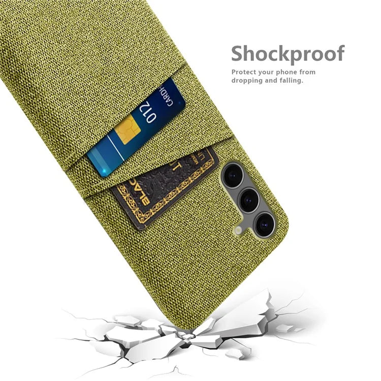 For Samsung Galaxy S24 FE Case Cloth + Hard PC Phone Cover with Dual Card Slots