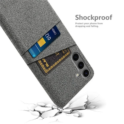 For Samsung Galaxy S24 FE Case Cloth + Hard PC Phone Cover with Dual Card Slots