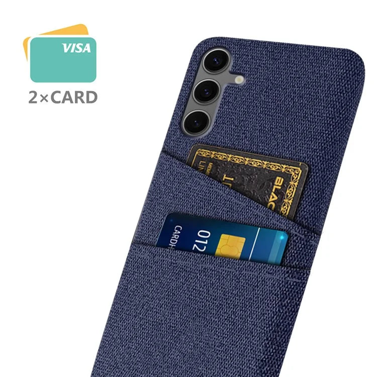 For Samsung Galaxy S24 FE Case Cloth + Hard PC Phone Cover with Dual Card Slots