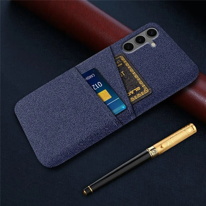For Samsung Galaxy S24 FE Case Cloth + Hard PC Phone Cover with Dual Card Slots