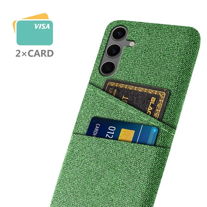 For Samsung Galaxy S24 FE Case Cloth + Hard PC Phone Cover with Dual Card Slots