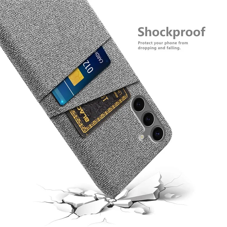 For Samsung Galaxy S24 FE Case Cloth + Hard PC Phone Cover with Dual Card Slots