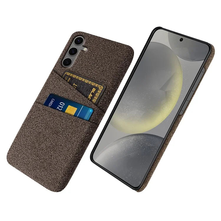 For Samsung Galaxy S24 FE Case Cloth + Hard PC Phone Cover with Dual Card Slots