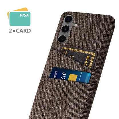 For Samsung Galaxy S24 FE Case Cloth + Hard PC Phone Cover with Dual Card Slots