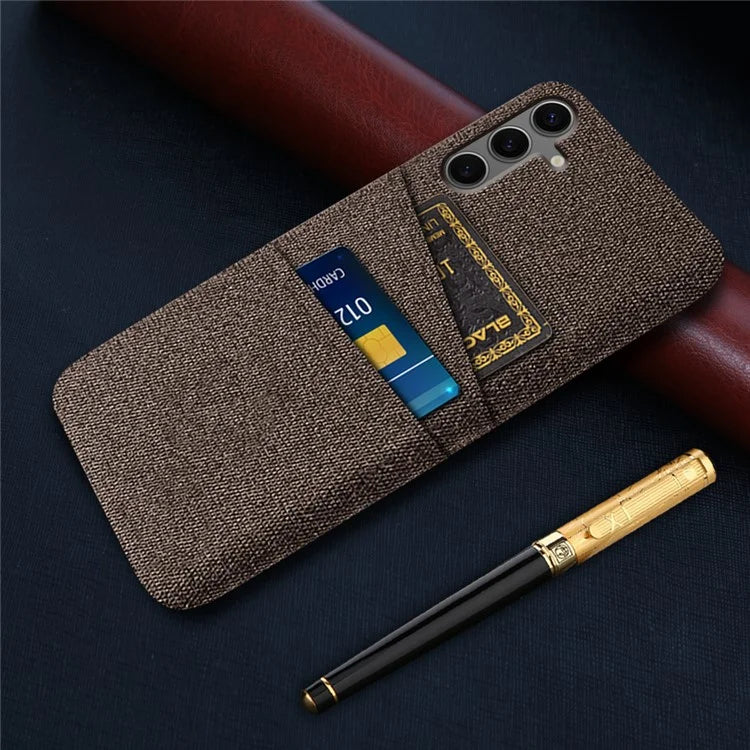For Samsung Galaxy S24 FE Case Cloth + Hard PC Phone Cover with Dual Card Slots