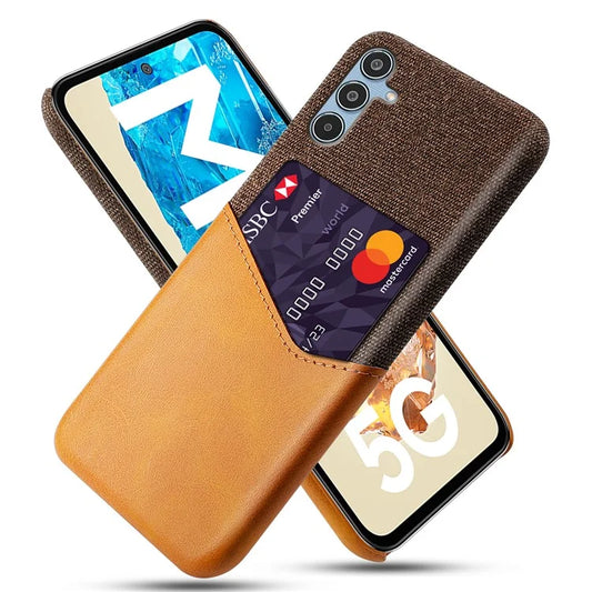 For Samsung Galaxy M35 5G Case Cloth Texture PU Leather Hard PC Card Slot Phone Cover
