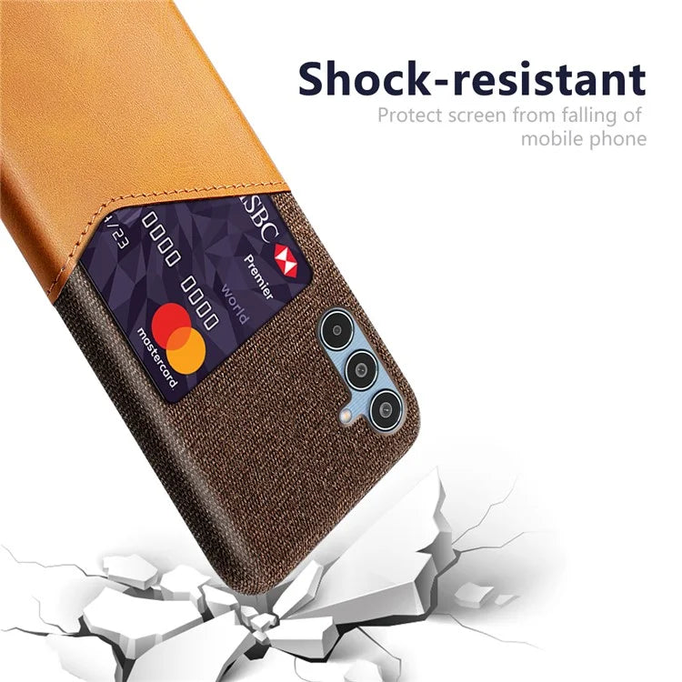 For Samsung Galaxy M35 5G Case Cloth Texture PU Leather Hard PC Card Slot Phone Cover