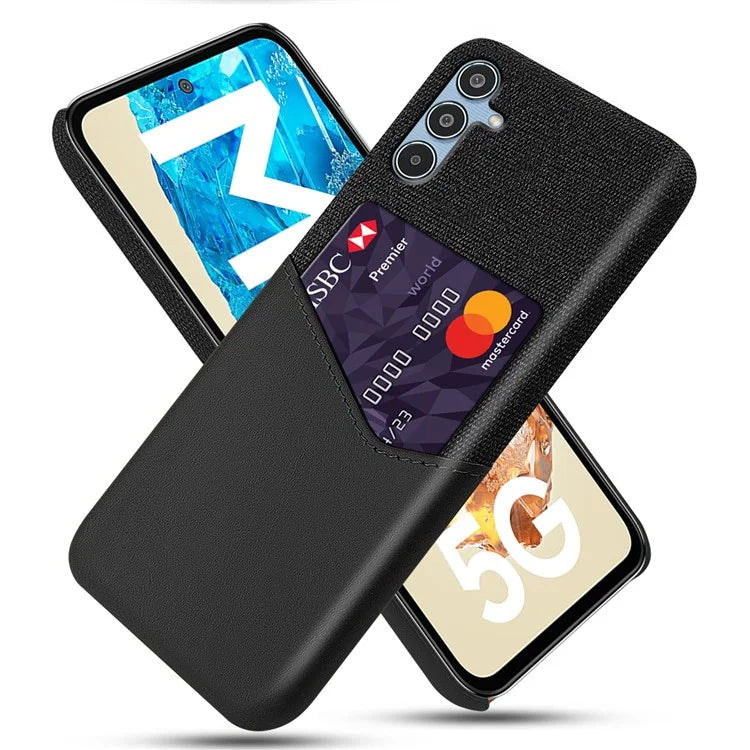 For Samsung Galaxy M35 5G Case Cloth Texture PU Leather Hard PC Card Slot Phone Cover