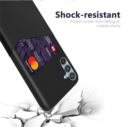 For Samsung Galaxy M35 5G Case Cloth Texture PU Leather Hard PC Card Slot Phone Cover