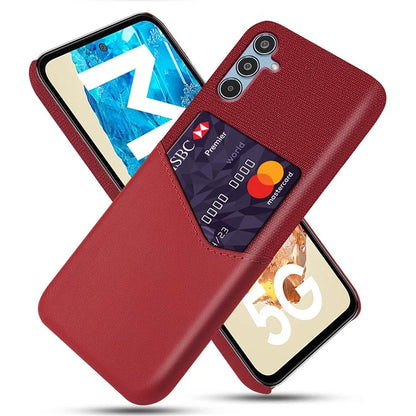 For Samsung Galaxy M35 5G Case Cloth Texture PU Leather Hard PC Card Slot Phone Cover
