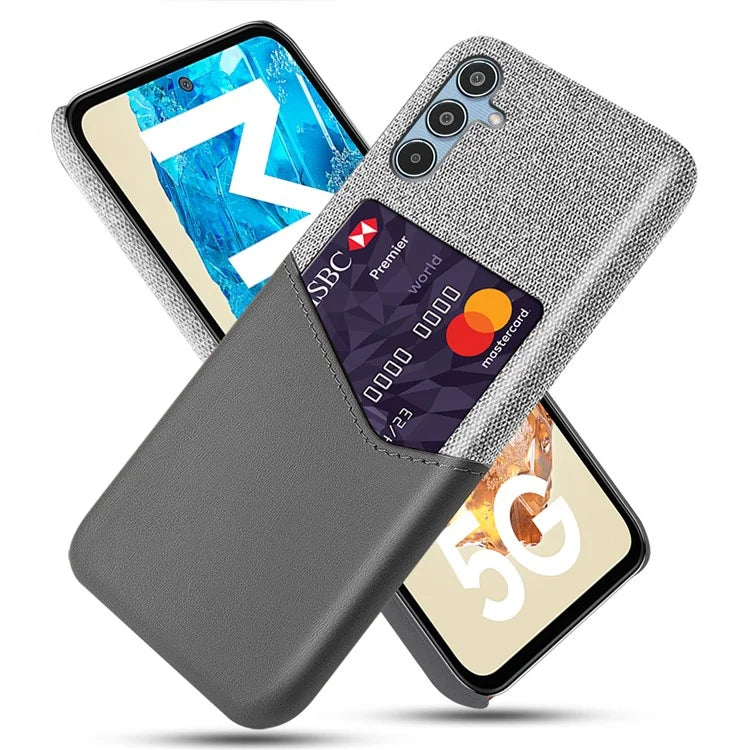 For Samsung Galaxy M35 5G Case Cloth Texture PU Leather Hard PC Card Slot Phone Cover