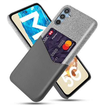 For Samsung Galaxy M35 5G Case Cloth Texture PU Leather Hard PC Card Slot Phone Cover