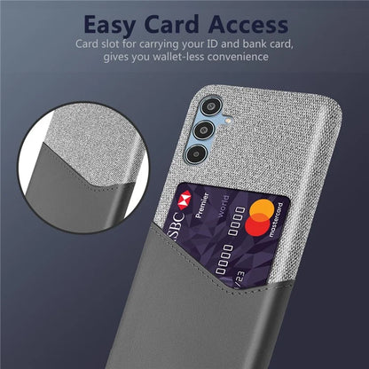 For Samsung Galaxy M35 5G Case Cloth Texture PU Leather Hard PC Card Slot Phone Cover