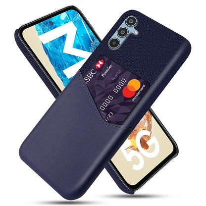 For Samsung Galaxy M35 5G Case Cloth Texture PU Leather Hard PC Card Slot Phone Cover