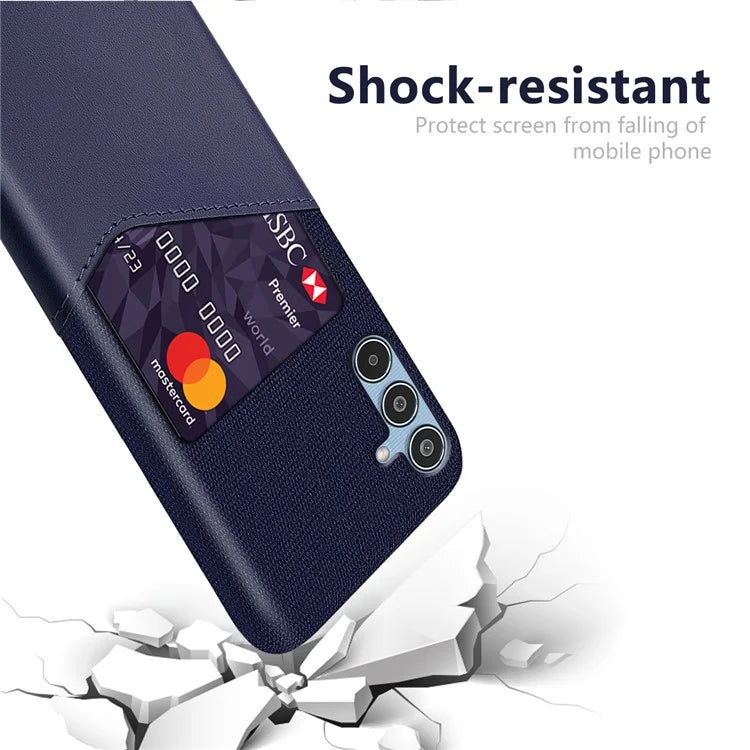 For Samsung Galaxy M35 5G Case Cloth Texture PU Leather Hard PC Card Slot Phone Cover