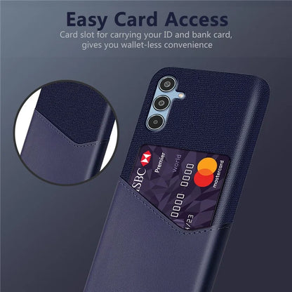 For Samsung Galaxy M35 5G Case Cloth Texture PU Leather Hard PC Card Slot Phone Cover
