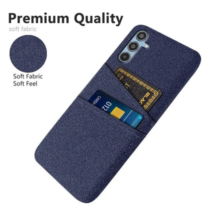 For Samsung Galaxy M35 5G Case Cloth + Hard PC Phone Cover with Dual Card Slots