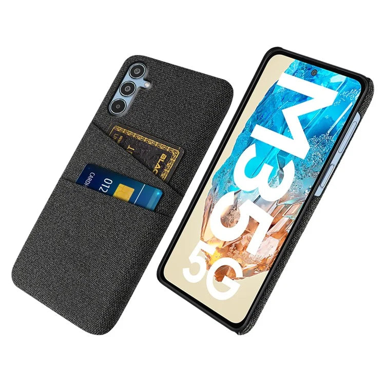 For Samsung Galaxy M35 5G Case Cloth + Hard PC Phone Cover with Dual Card Slots