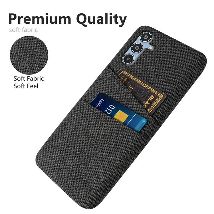For Samsung Galaxy M35 5G Case Cloth + Hard PC Phone Cover with Dual Card Slots