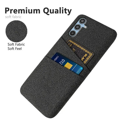 For Samsung Galaxy M35 5G Case Cloth + Hard PC Phone Cover with Dual Card Slots