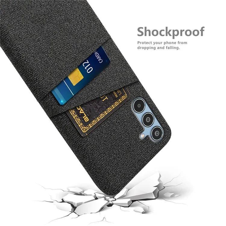 For Samsung Galaxy M35 5G Case Cloth + Hard PC Phone Cover with Dual Card Slots