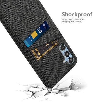 For Samsung Galaxy M35 5G Case Cloth + Hard PC Phone Cover with Dual Card Slots