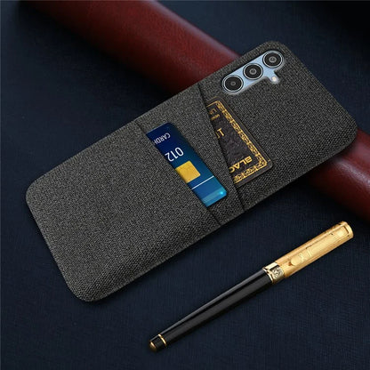 For Samsung Galaxy M35 5G Case Cloth + Hard PC Phone Cover with Dual Card Slots