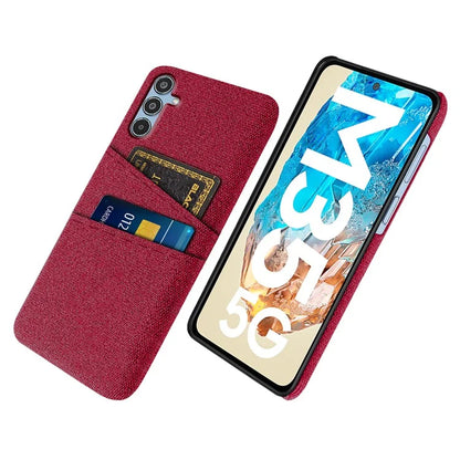For Samsung Galaxy M35 5G Case Cloth + Hard PC Phone Cover with Dual Card Slots