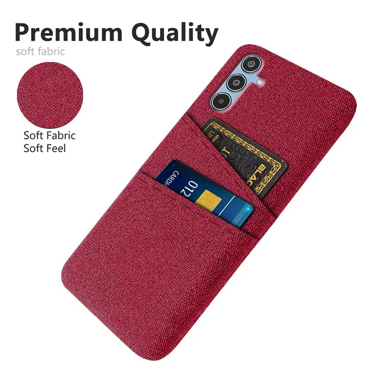 For Samsung Galaxy M35 5G Case Cloth + Hard PC Phone Cover with Dual Card Slots