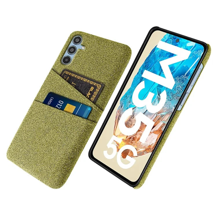 For Samsung Galaxy M35 5G Case Cloth + Hard PC Phone Cover with Dual Card Slots