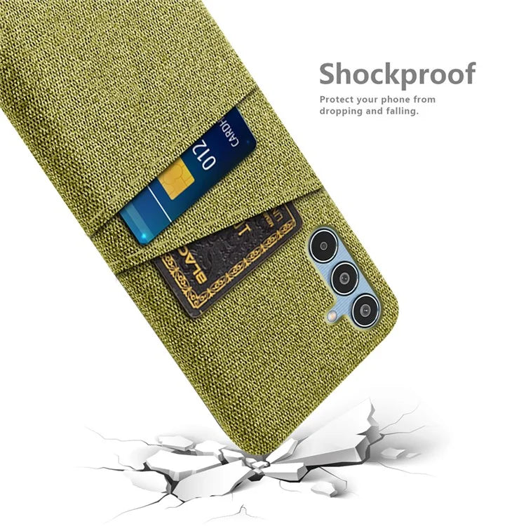 For Samsung Galaxy M35 5G Case Cloth + Hard PC Phone Cover with Dual Card Slots