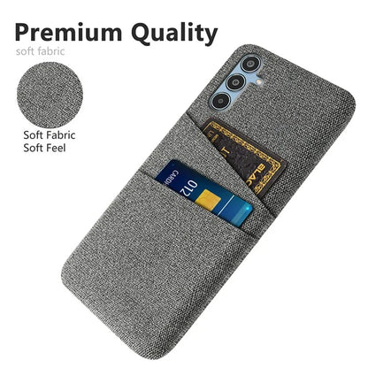 For Samsung Galaxy M35 5G Case Cloth + Hard PC Phone Cover with Dual Card Slots