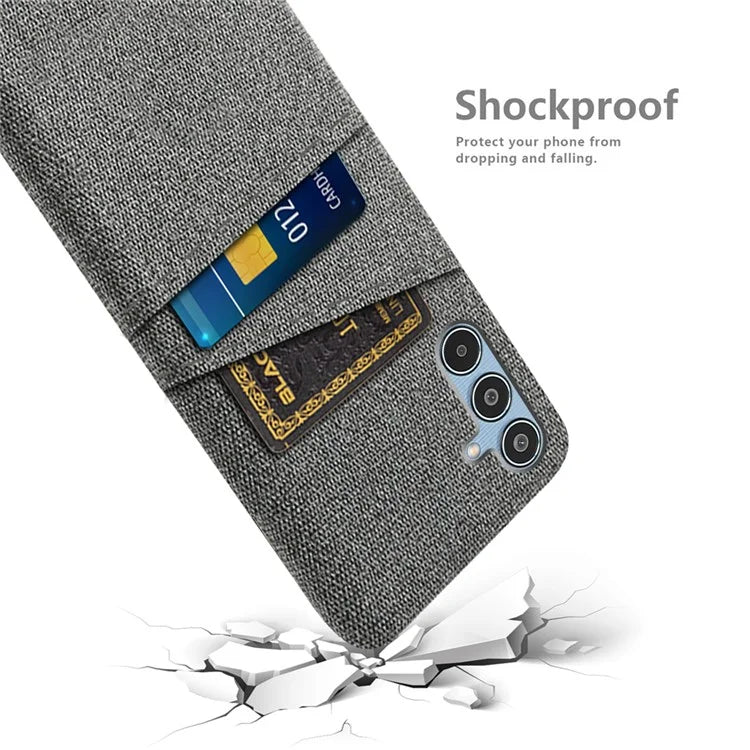 For Samsung Galaxy M35 5G Case Cloth + Hard PC Phone Cover with Dual Card Slots