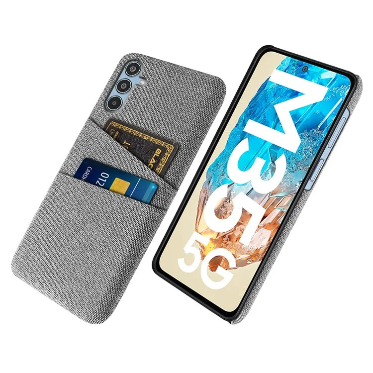 For Samsung Galaxy M35 5G Case Cloth + Hard PC Phone Cover with Dual Card Slots