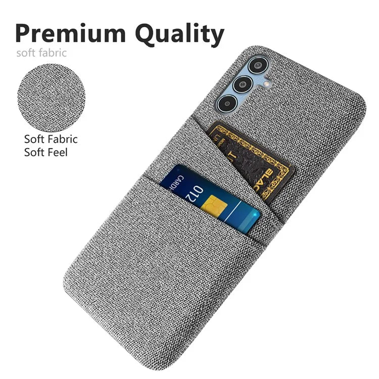 For Samsung Galaxy M35 5G Case Cloth + Hard PC Phone Cover with Dual Card Slots