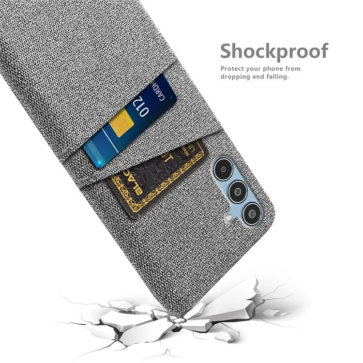 For Samsung Galaxy M35 5G Case Cloth + Hard PC Phone Cover with Dual Card Slots