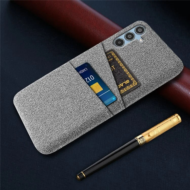 For Samsung Galaxy M35 5G Case Cloth + Hard PC Phone Cover with Dual Card Slots