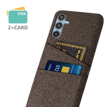 For Samsung Galaxy M35 5G Case Cloth + Hard PC Phone Cover with Dual Card Slots