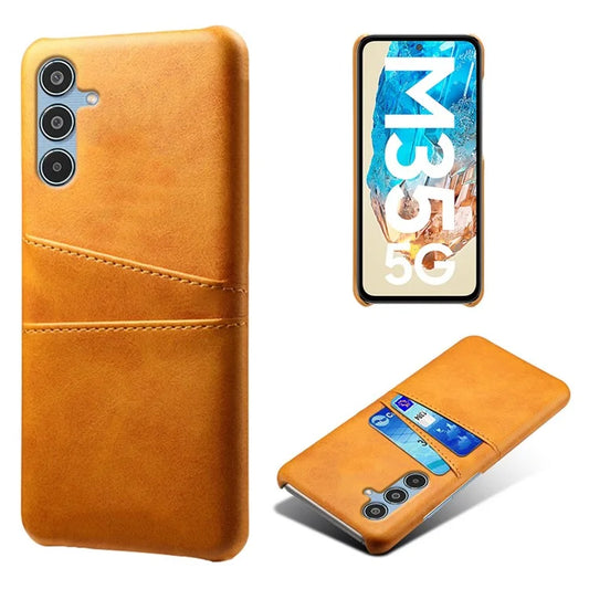 For Samsung Galaxy M35 5G Case Dual Card Slots PU Leather + Hard PC Phone Cover