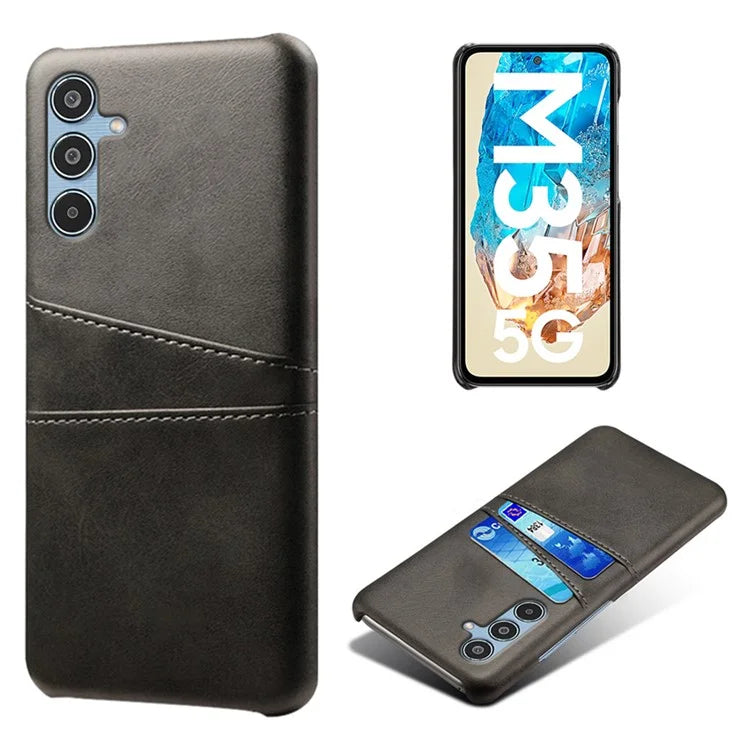 For Samsung Galaxy M35 5G Case Dual Card Slots PU Leather + Hard PC Phone Cover
