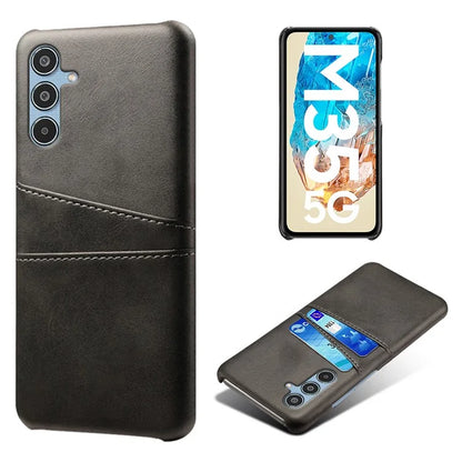 For Samsung Galaxy M35 5G Case Dual Card Slots PU Leather + Hard PC Phone Cover