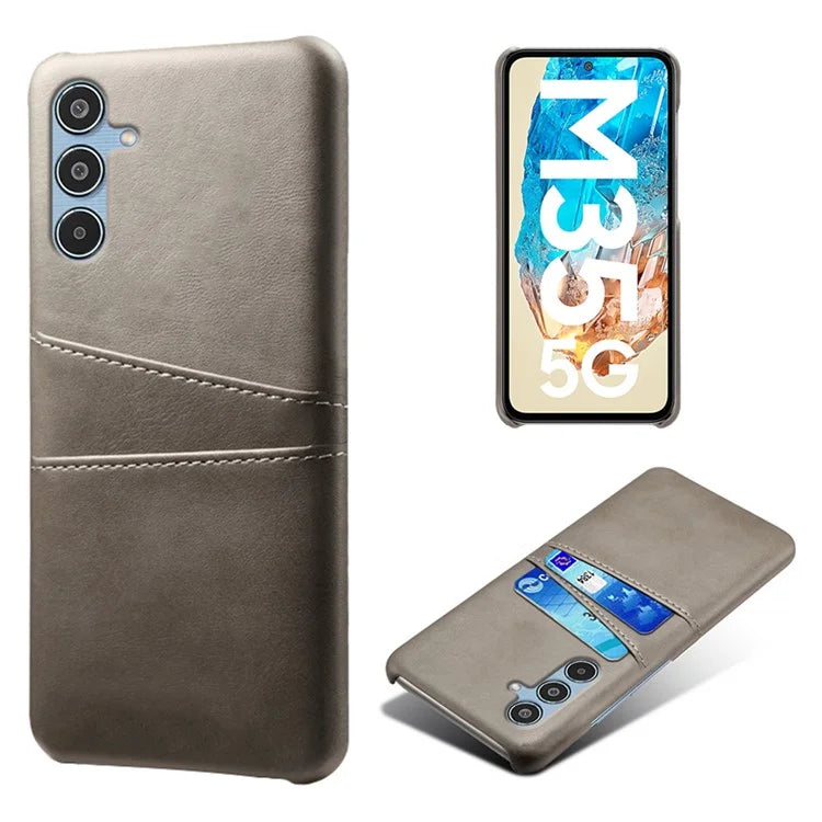 For Samsung Galaxy M35 5G Case Dual Card Slots PU Leather + Hard PC Phone Cover