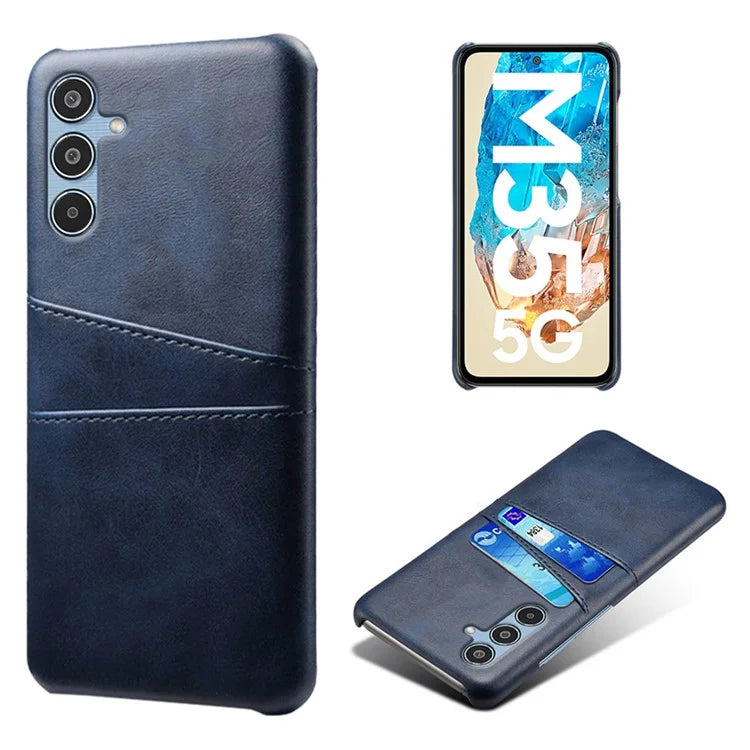 For Samsung Galaxy M35 5G Case Dual Card Slots PU Leather + Hard PC Phone Cover