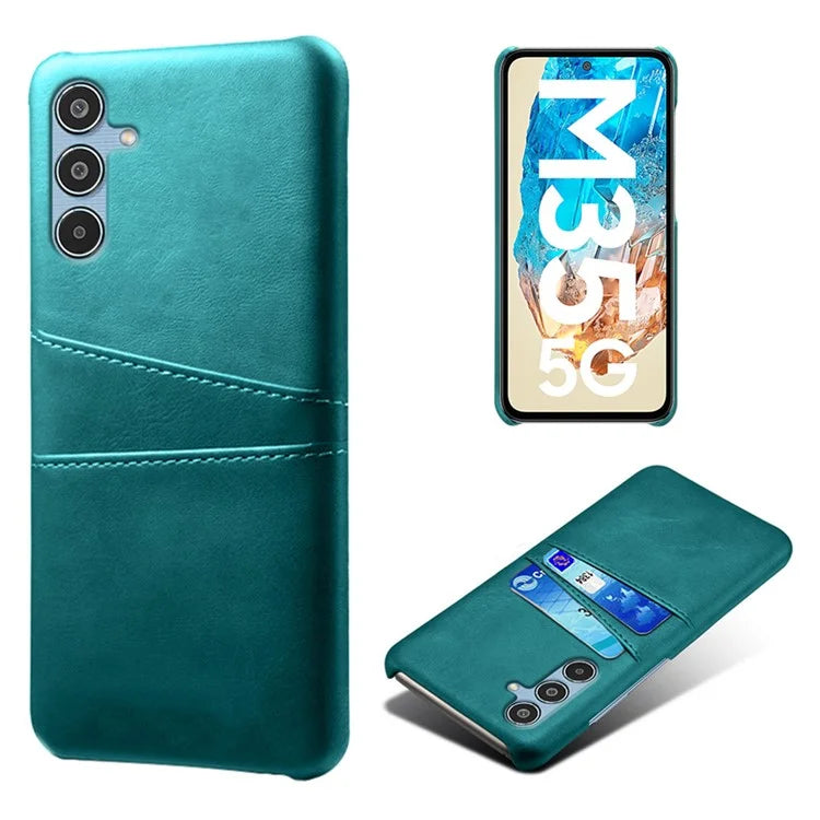 For Samsung Galaxy M35 5G Case Dual Card Slots PU Leather + Hard PC Phone Cover