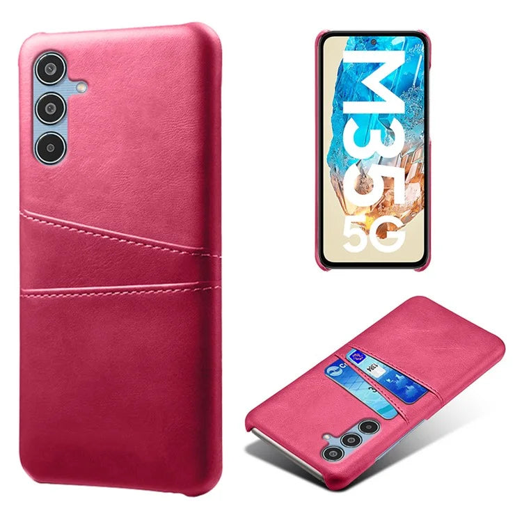 For Samsung Galaxy M35 5G Case Dual Card Slots PU Leather + Hard PC Phone Cover