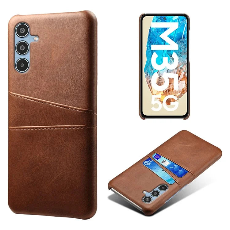 For Samsung Galaxy M35 5G Case Dual Card Slots PU Leather + Hard PC Phone Cover