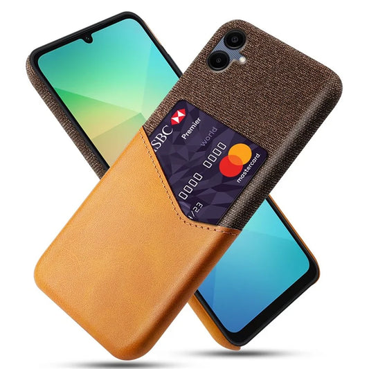 For Samsung Galaxy A06 Case Cloth Texture PU Leather Hard PC Card Slot Phone Cover