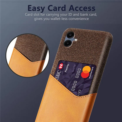 For Samsung Galaxy A06 Case Cloth Texture PU Leather Hard PC Card Slot Phone Cover