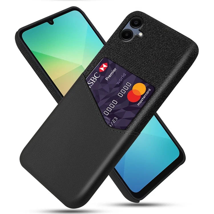 For Samsung Galaxy A06 Case Cloth Texture PU Leather Hard PC Card Slot Phone Cover